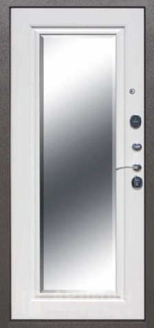 Фото №2 «Квартирная дверь с большим зеркалом и отделкой беленый дуб  №60»